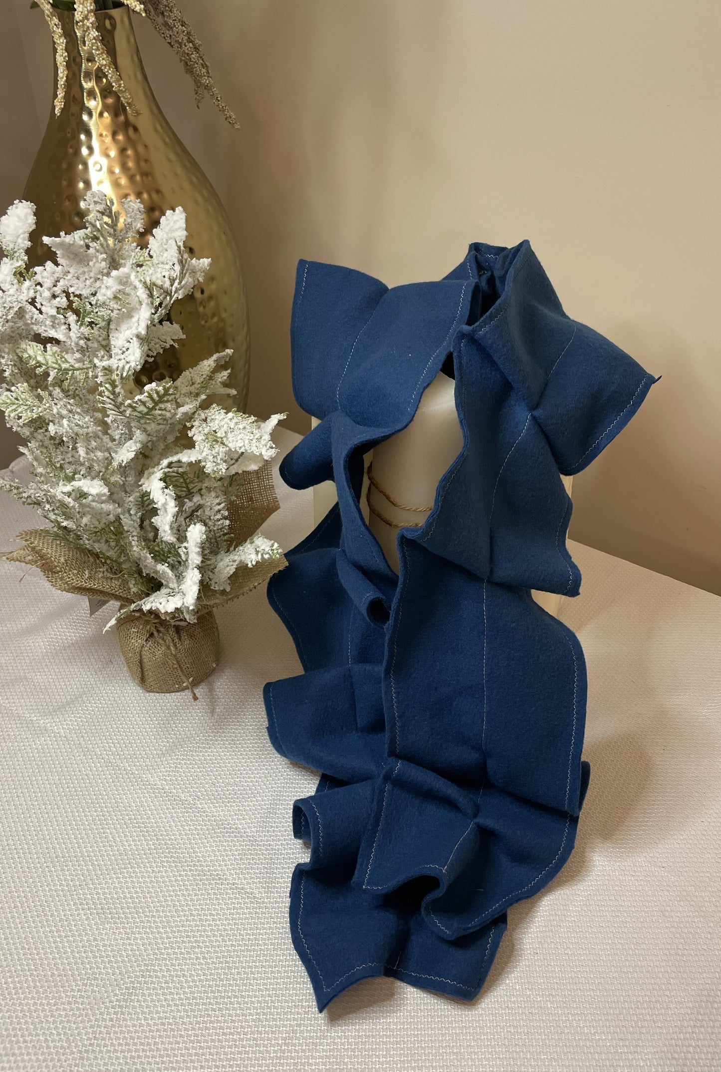 Blue Ruffle Scarf
