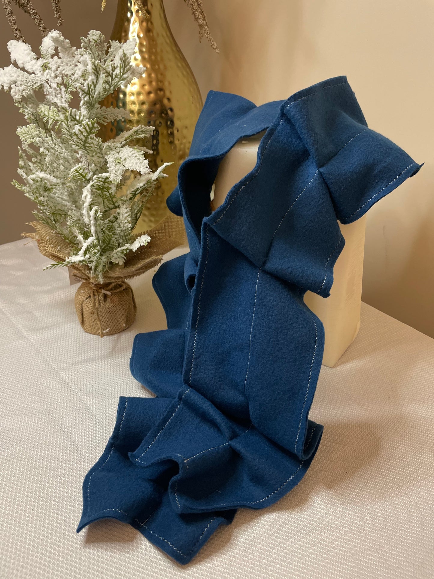 Blue Ruffle Scarf