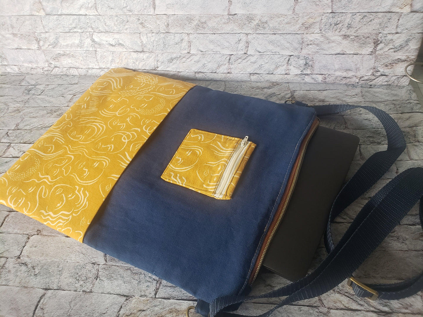 Blue & Yellow Jordan Laptop Sleeve with Strap