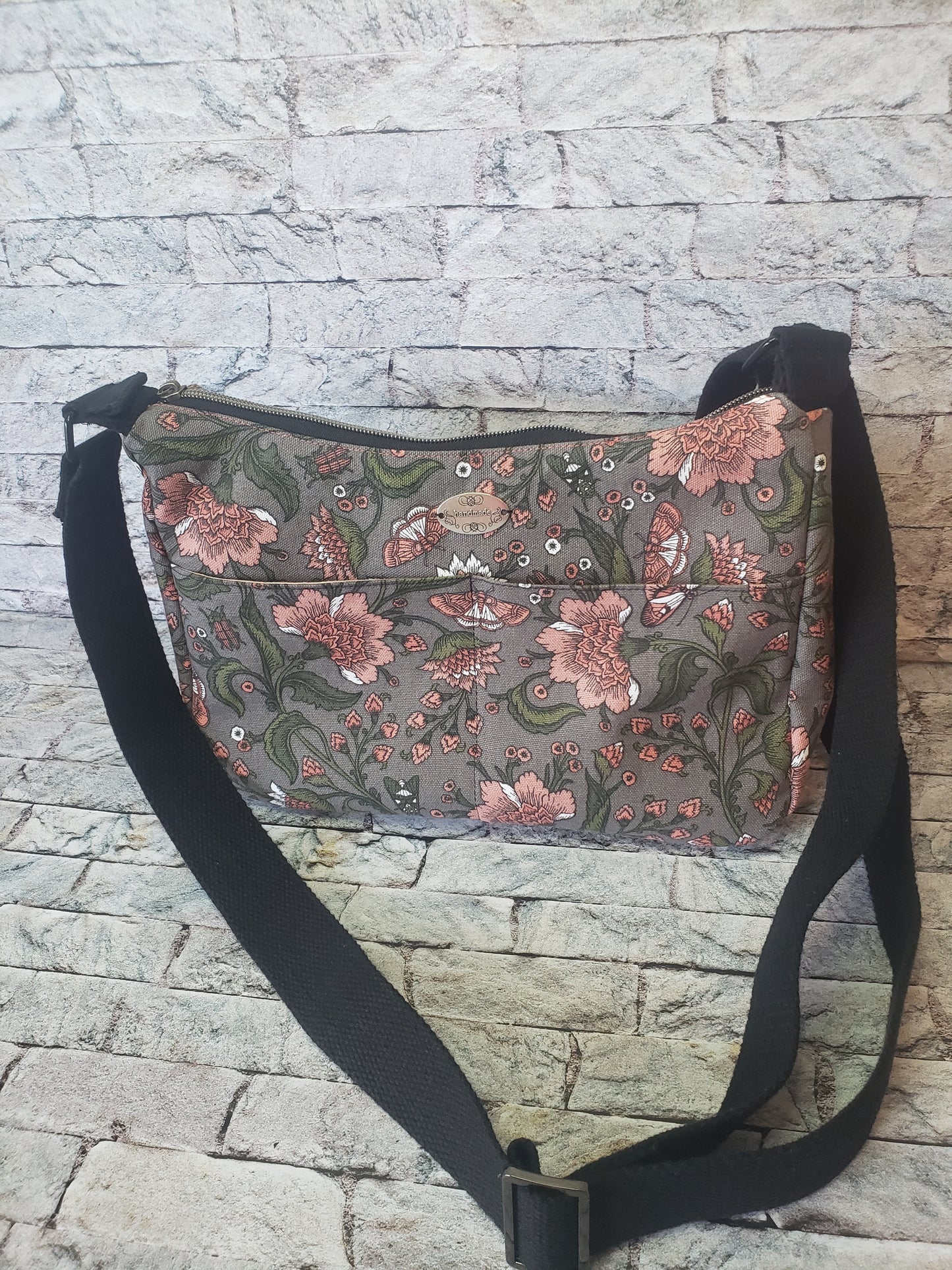 Taupe Floral Ladine Small Crossbody
