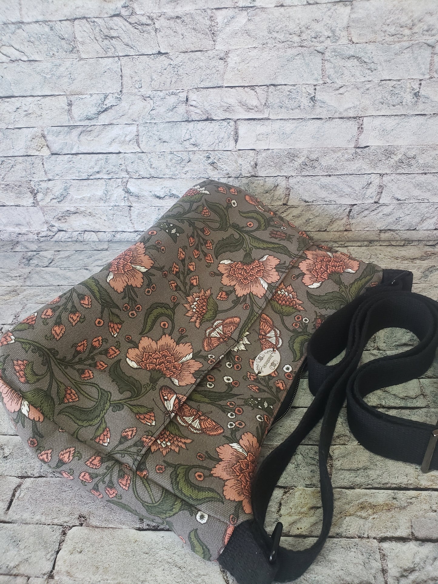 Taupe Floral Ladine Small Crossbody
